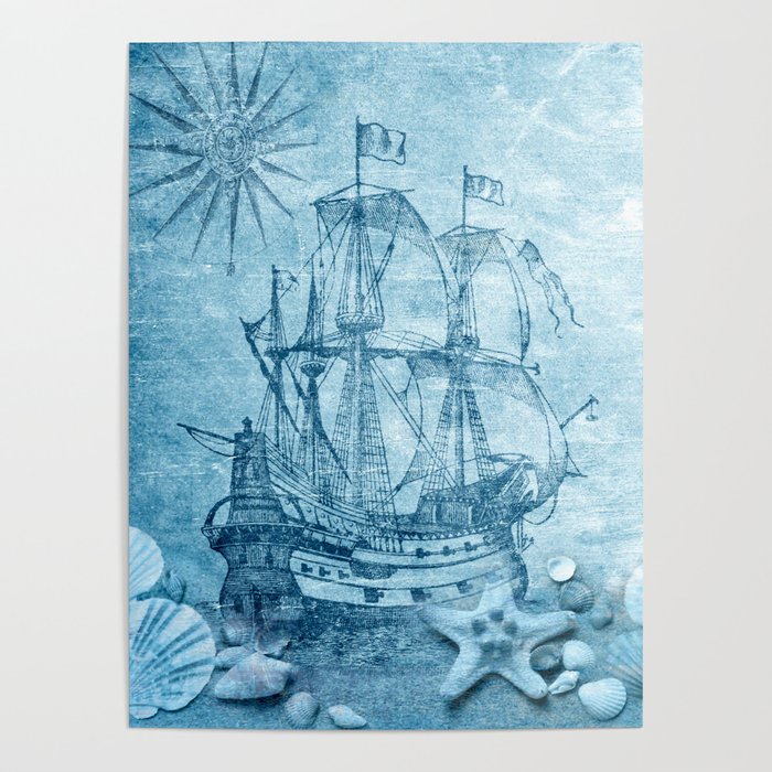 Caribbean ship sailing Poster