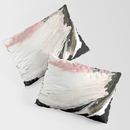 Crash: an abstract mixed media piece in black white and pink Pillow Sham
