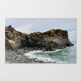 Along the stony beach and cliffs in Iceland Canvas Print