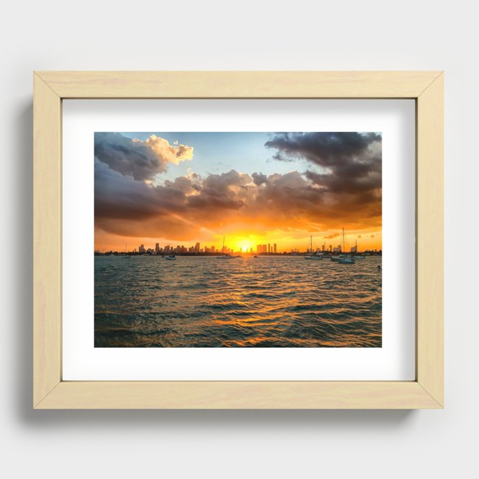 Biscayne Bay at sunset Recessed Framed Print