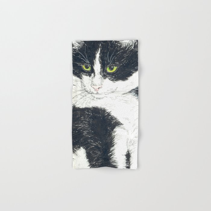 Tuxedo Cat Hand Bath Towel By Katerinamitkova Society6