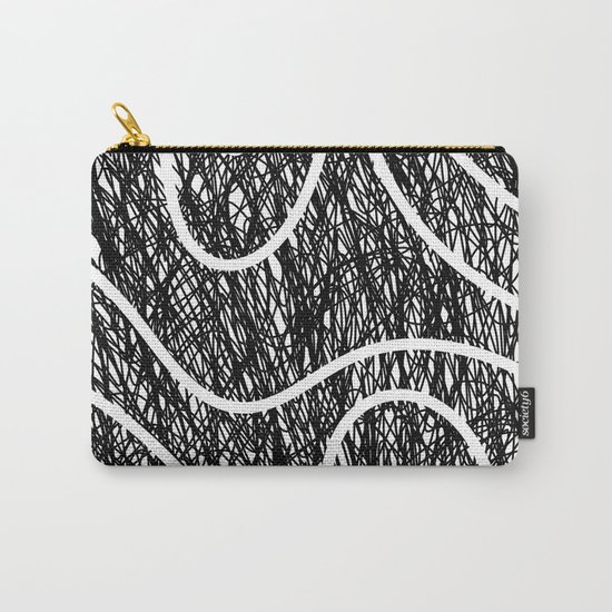 Scribble Ripples - Abstract Black and White Ink Scribble Pattern Carry-All Pouch