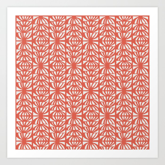 Orange Leaf Pattern Art Print