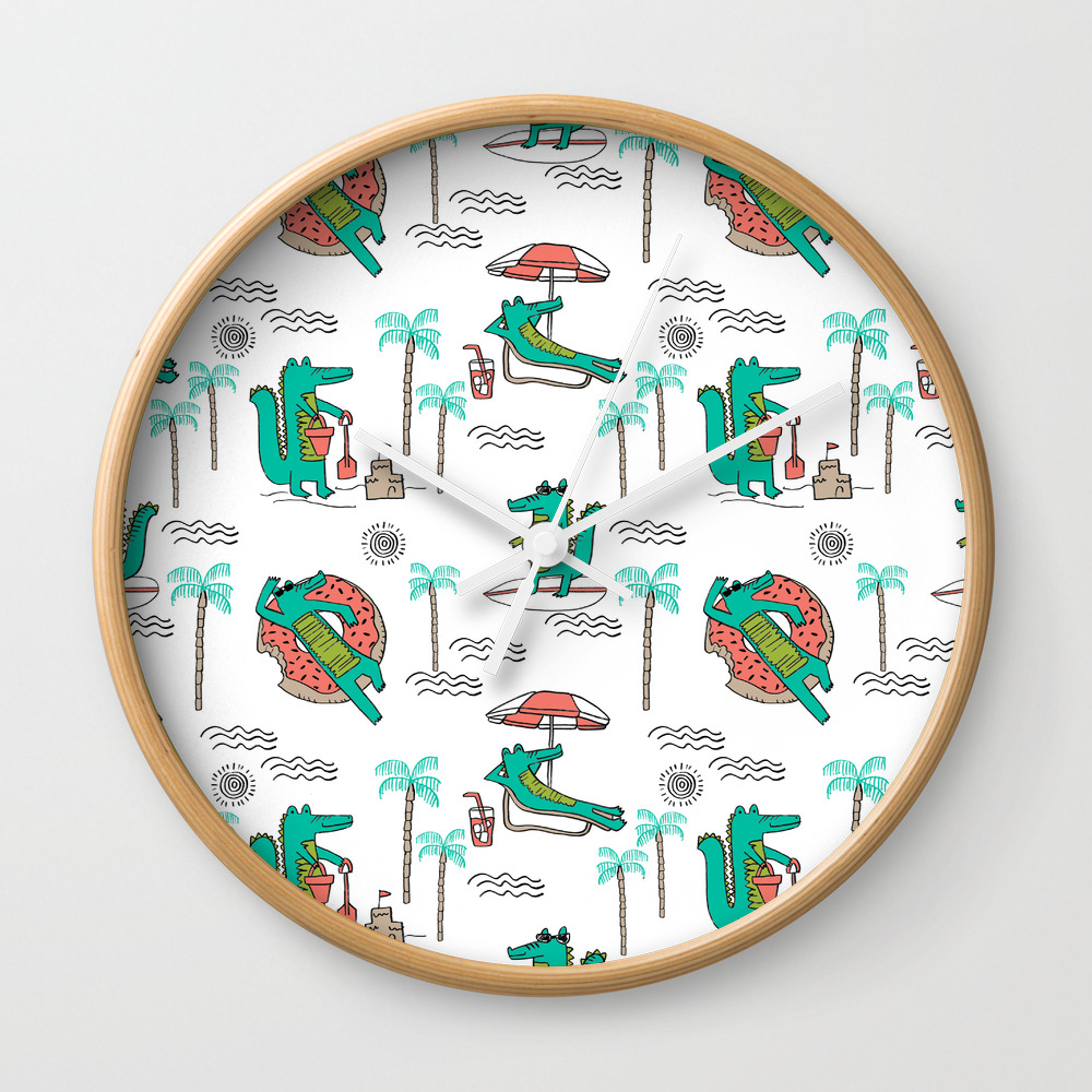 Alligator Vacation Tropical Gator Life Palm Beach Socal Florida Gators Wall Clock By Andrealaurendesign Society6
