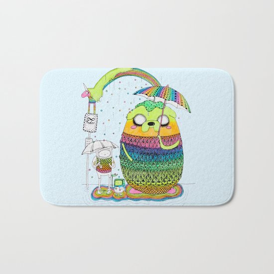 Adventure time Totoro by Luna Portnoi Bath Mat