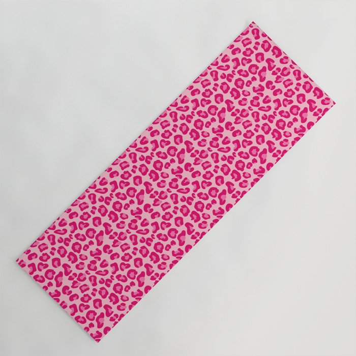 Leopard Print in Pastel Pink, Hot Pink and Fuchsia Yoga Mat