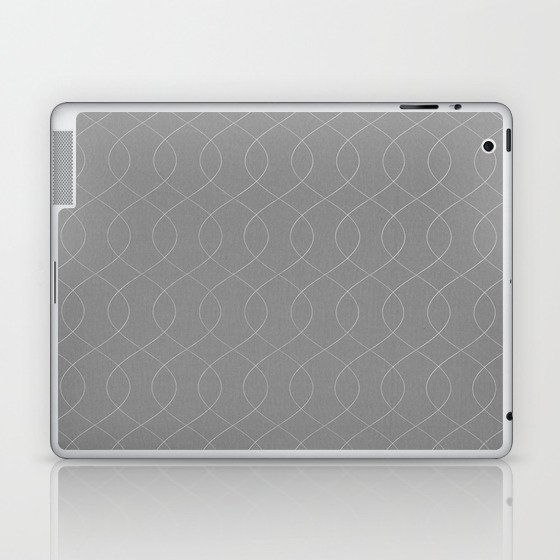 Geometric Abstract Gray Wave Lines Pattern Laptop & iPad Skin
