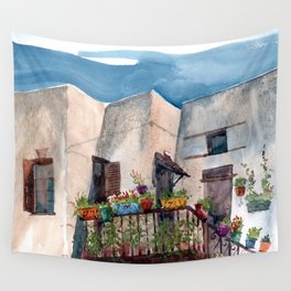 Herbs and blossom on Rhodian balcony Wall Tapestry