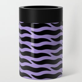 Tiger Wild Animal Print Pattern 338 Black and Purple Can Cooler