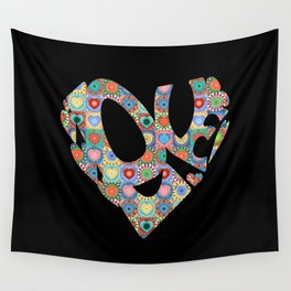 Whimsical Colorful Heart Art - Love Joy - By Sharon Cummings Wall Tapestry