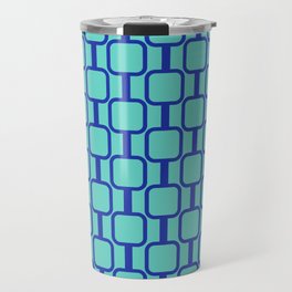 Mod Links Mid Century Modern Geometric Pattern Aqua Blue Travel Mug