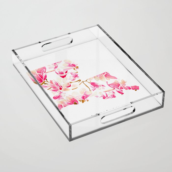 Louisiana State Flower - Magnolias Acrylic Tray