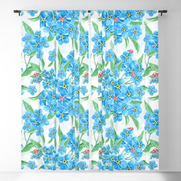 Forget me not flowers and ladybugs Blackout Curtain