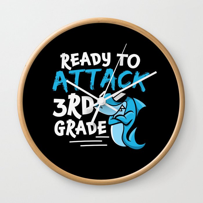Ready To Attack 3rd Grade Shark Wall Clock