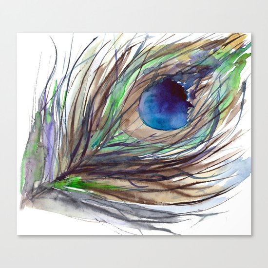 Peacock piece || watercolor Canvas Print