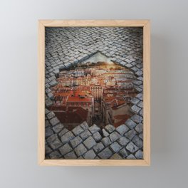 Lisbon cobblestone surreal Framed Mini Art Print