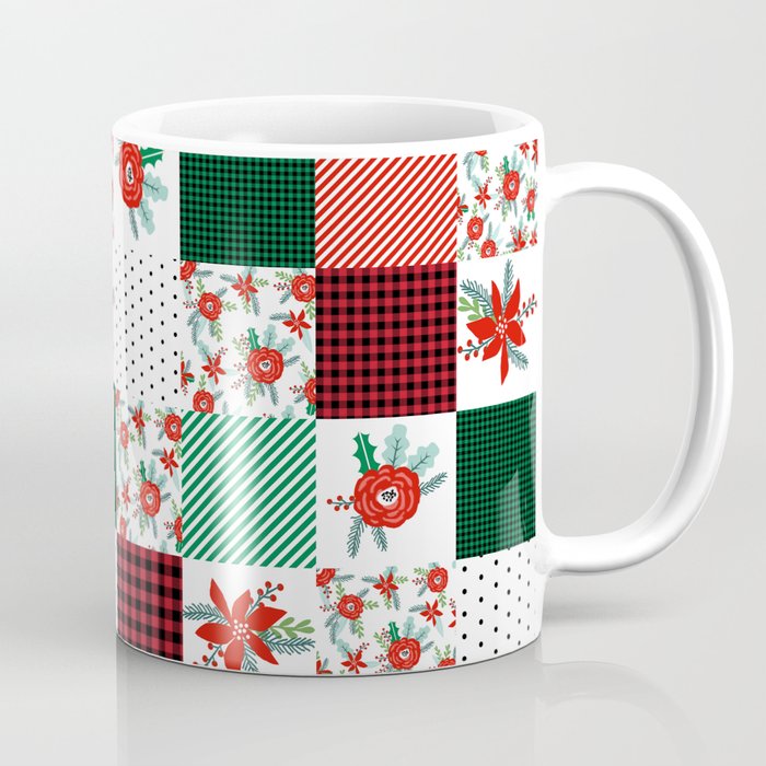 Plaid quilt pattern outdoors nature forest christmas holidays gifts Coffee Mug