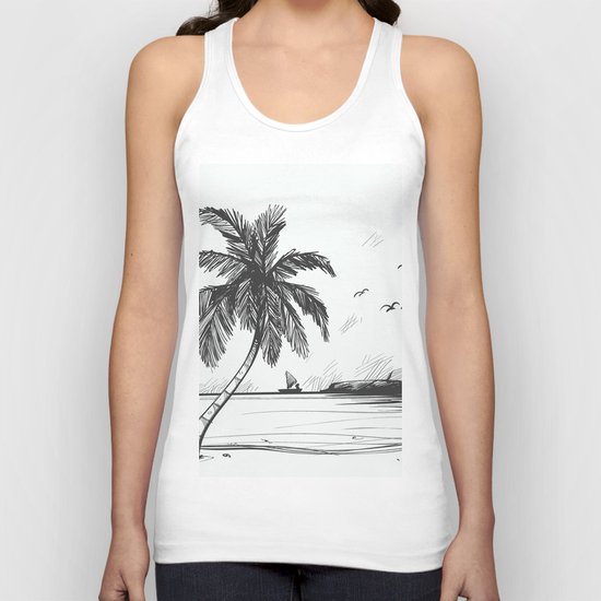 Beach graphic sketch art Unisex Tank Top