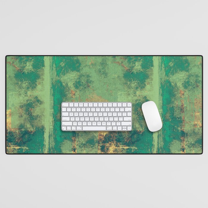 Grunge background with vintage style graphic elements, retro feeling composition and different color patterns: yellow (beige); brown; green; cyan Desk Mat