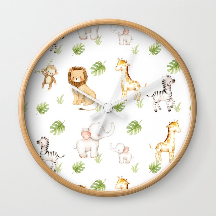 Safari Animals Baby Nursery Kids Wall Clock