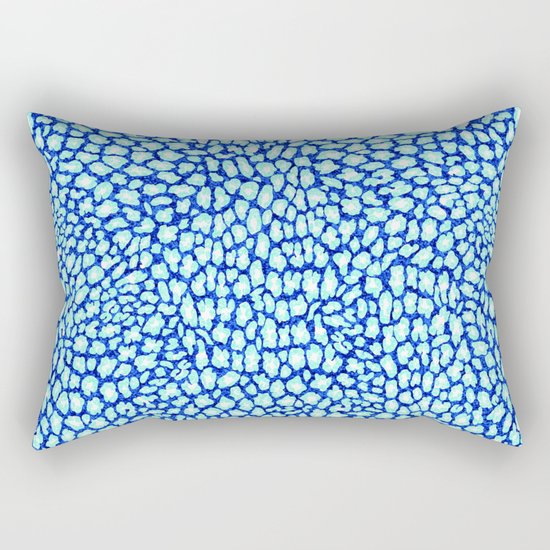 Blue Glitter Leopard Print Rectangular Pillow