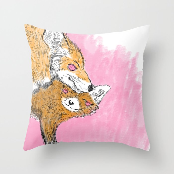 fox family Throw Pillow