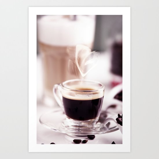 Coffee with heart Art Print