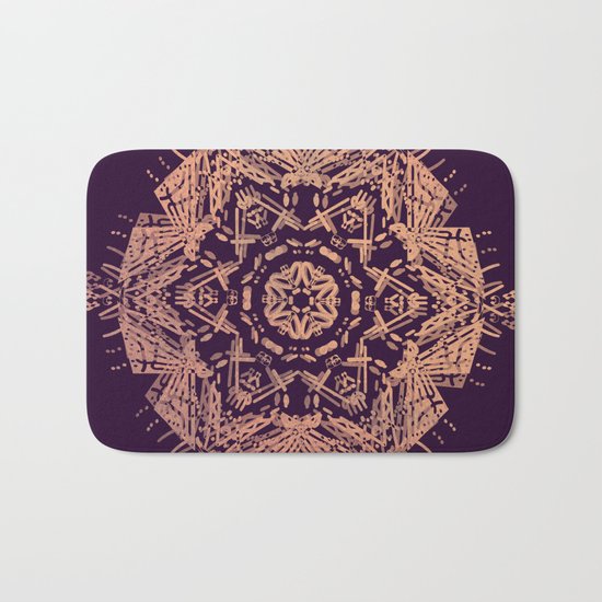Bronze mandala on dark purple Bath Mat
