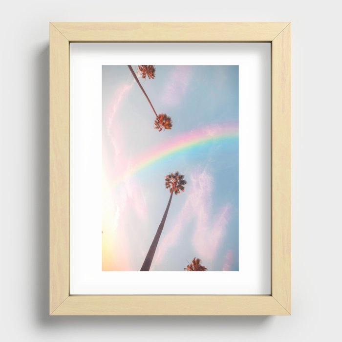 Somewhere Over the Rainbow & Palm Trees Recessed Framed Print