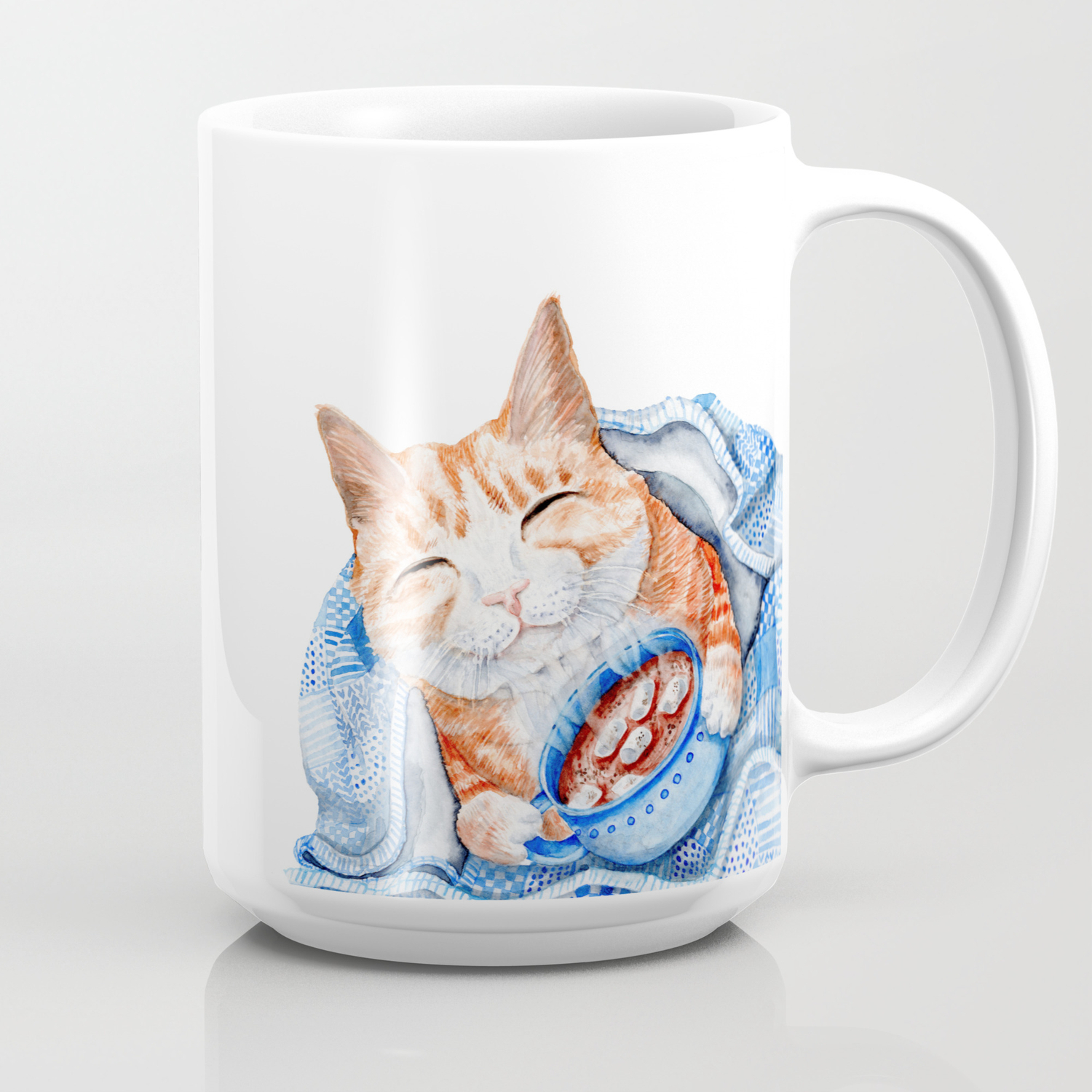 Happy Cat Drinking Hot Chocolate Coffee Mug By Evgeniya Society6