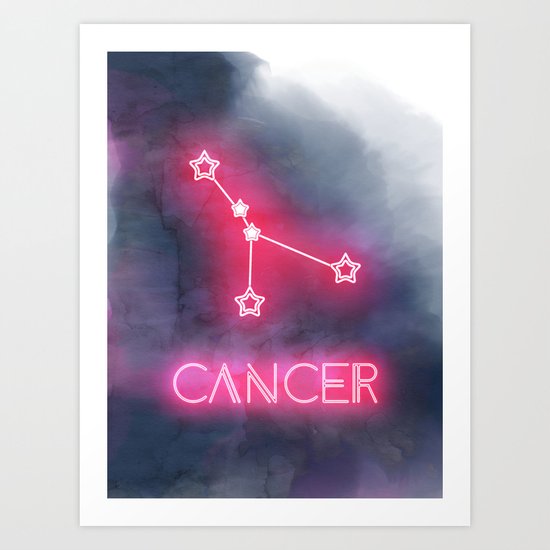 Neon Cancer Constellation Art Print