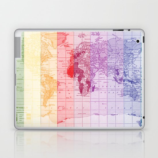 Rainbow World Map Laptop & iPad Skin