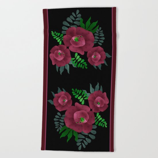 Burgundy roses. Beach Towel