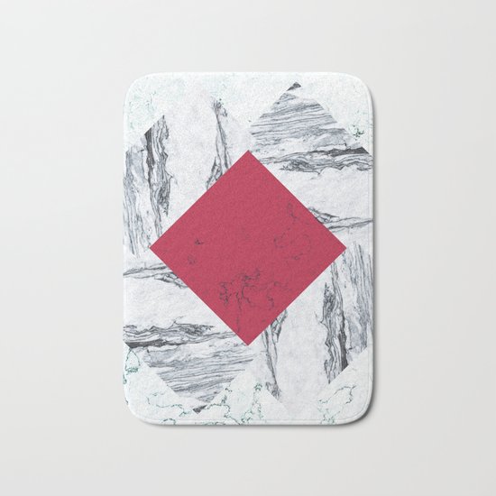 Red + Marble Bath Mat