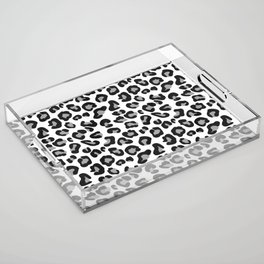 Leopard Print in Black and White with Gray / Grey Acrylic Tray