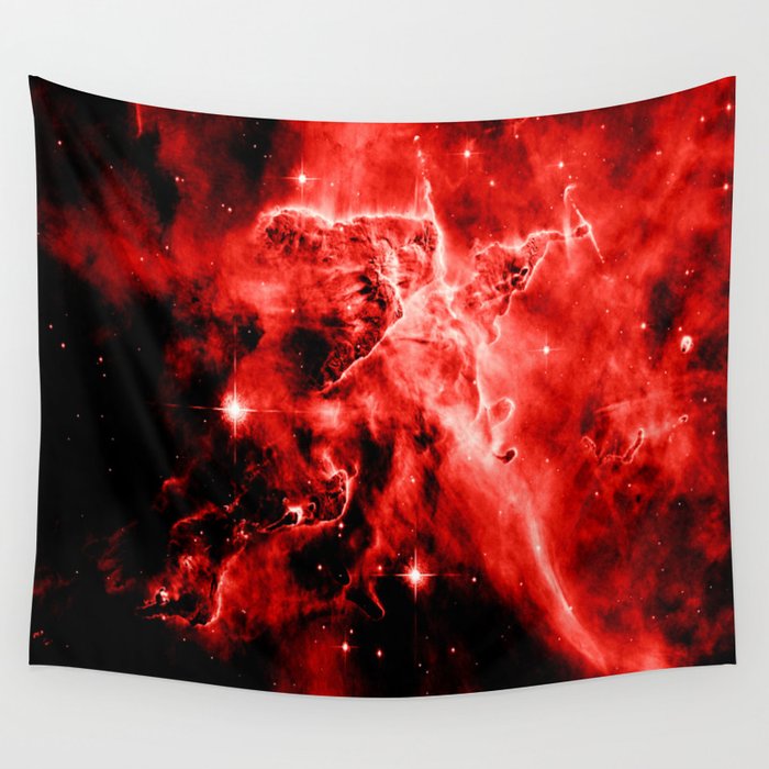 galAXY. Red Mystic Mountain Nebula Wall Tapestry