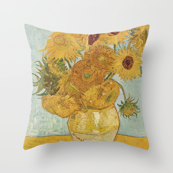 Vase with Twelve Sunflowers, Van Gogh Throw Pillow