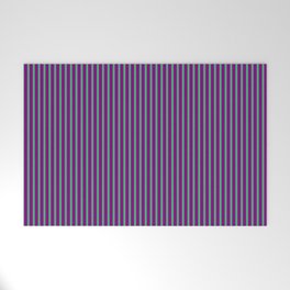 [ Thumbnail: Sea Green and Purple Colored Striped/Lined Pattern Welcome Mat ]