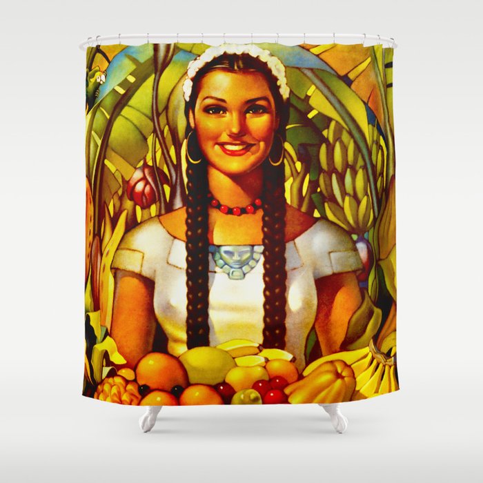 Vintage Bountiful Mexico Travel Shower Curtain