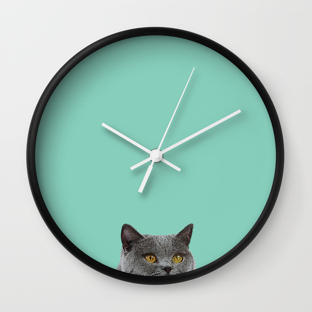 Duck Egg Blue British Short Hair Wall Decor Cat Clock Duck Egg Blue British Short Hair Wall Decor Cat Clock