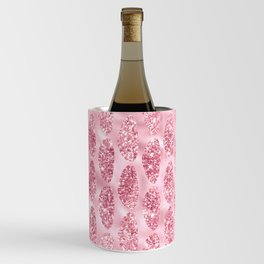 Pink Glitter Tropical Palm Leaves Pattern Wine Chiller