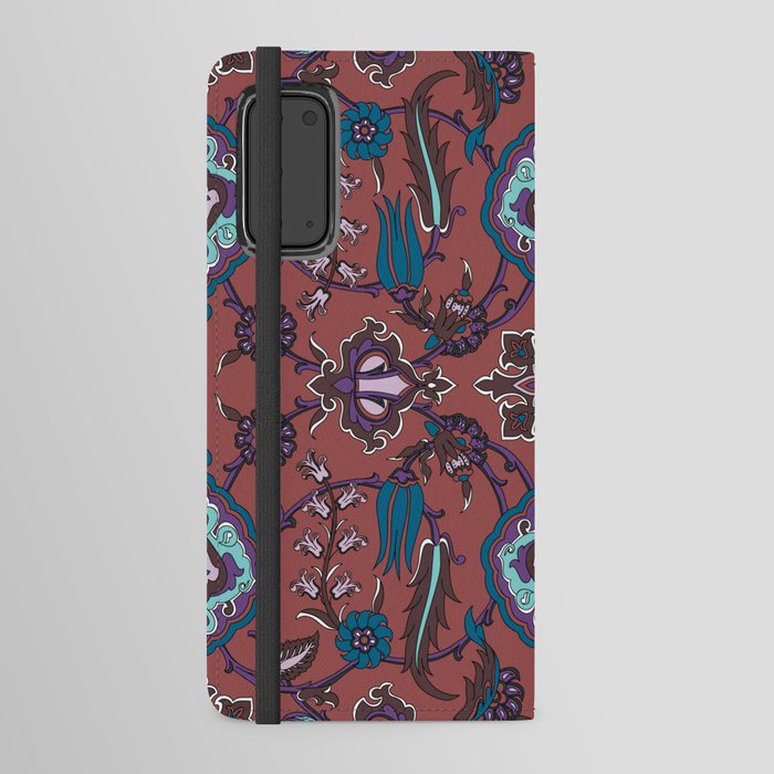 Red and Blue Floral Texture Background Android Wallet Case