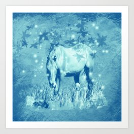 Horse and faerie lights Art Print