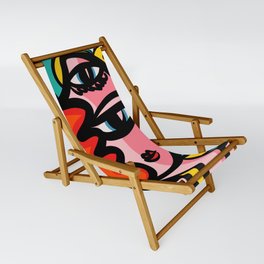 Cyclops Girl with Two Eys Graphic Cubism Art by Emmanuel Signorino Sling Chair