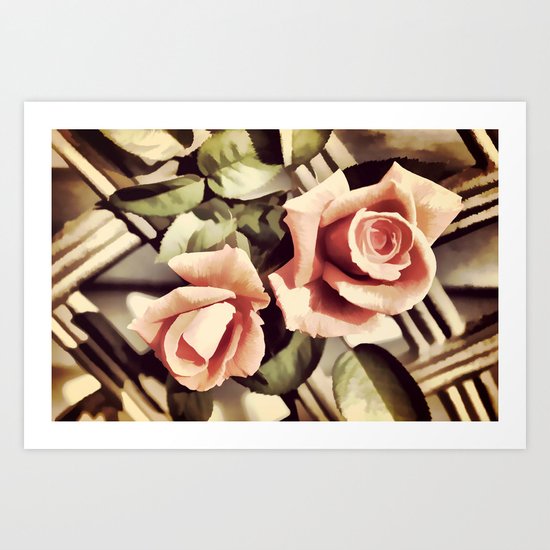 Vintage Rose Garden - Painterly Art Print