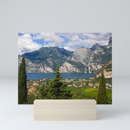 Amazing view of Riva del Garda village on Garda Lake, Trentino Mini Art Print
