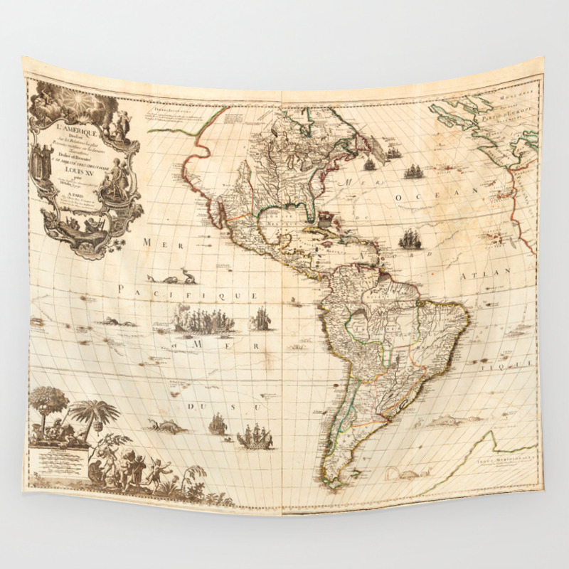 North And South America Map 1740 Wall Tapestry By Thearts Society6