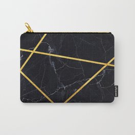 Black marble with gold lines Carry-All Pouch