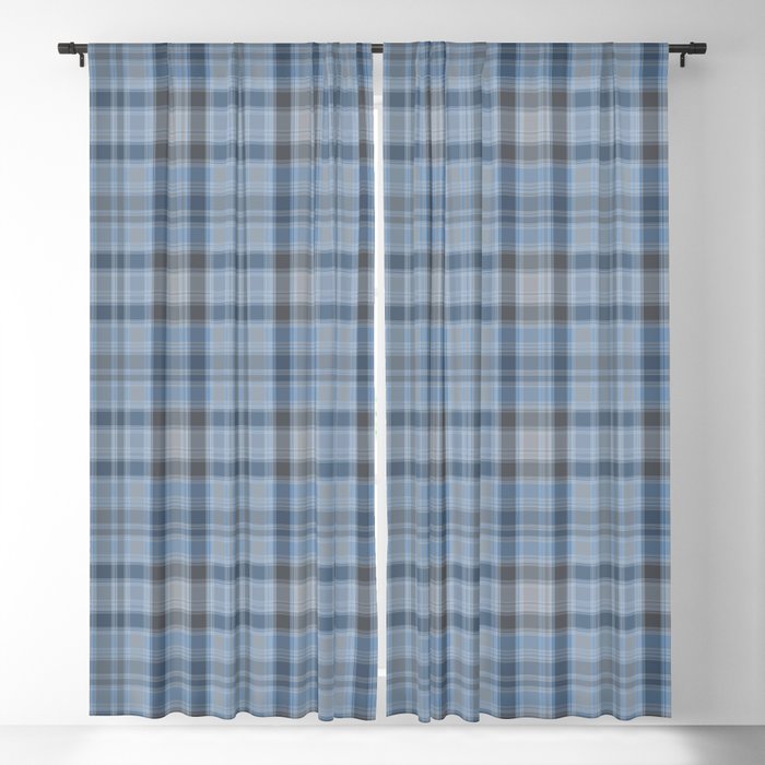 Gray and blue tartan plaid. Blackout Curtain