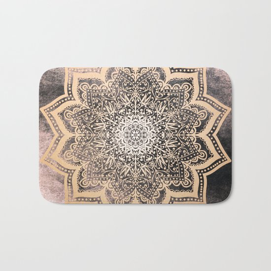 GOLD EARTH FLOWER MANDALA Bath Mat